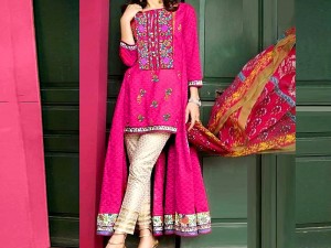 Embroidered Lawn Dress with Chiffon Dupatta 2023 Price in Pakistan