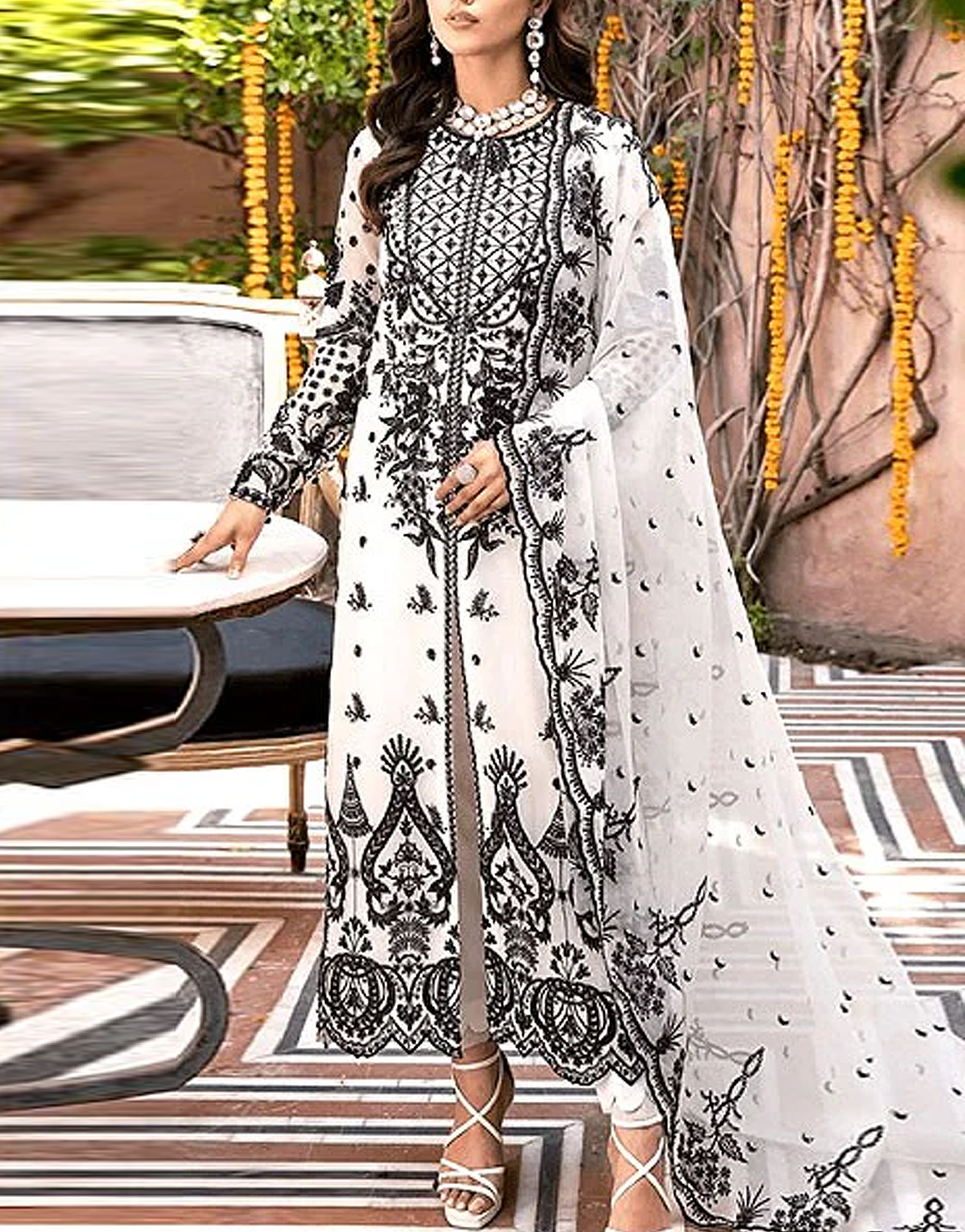 Luxury Embroidered Lawn Dress 2023 with Bamber Chiffon Dupatta Price in Pakistan