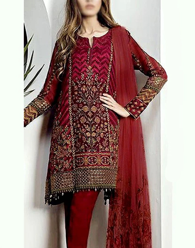 Embroidered Lawn Dress 2023 with Chiffon Dupatta Price in Pakistan