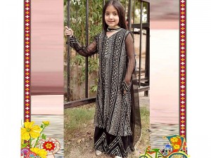Kids 2-Piece Embroidered Black Lawn Dress 2023 Price in Pakistan