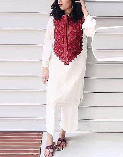 Decent 2-Piece Embroidered Lawn Dress with Embroidered Trouser Price in Pakistan