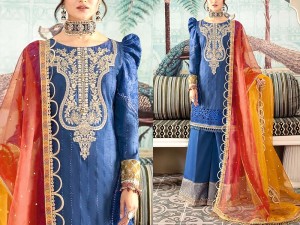 Luxury Heavy Embroidered Fancy Lawn Dress 2024 with Organza Dupatta Price in Pakistan