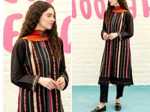 Adorable 2-Piece Embroidered Black Lawn Dress 2024 Price in Pakistan