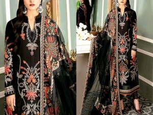 Luxury Embroidered Lawn Dress 2023 with Embroidered Net Dupatta Price in Pakistan