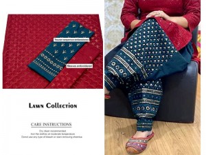 2-Piece Heavy Sequins Embroidered Lawn Dress with Embroidered Trouser Price in Pakistan