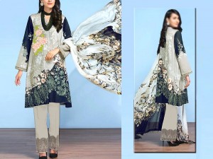 Trendy Embroidered Lawn Dress 2023 with Chiffon Dupatta Price in Pakistan