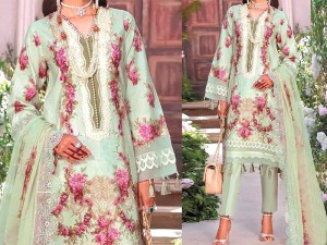 Adorable Embroidered Lawn Suit 2023 with Chiffon Dupatta Price in Pakistan