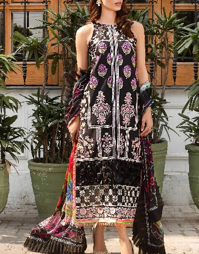 Luxury Embroidered EID Lawn Dress with Digital Print Silk Dupatta Price in Pakistan