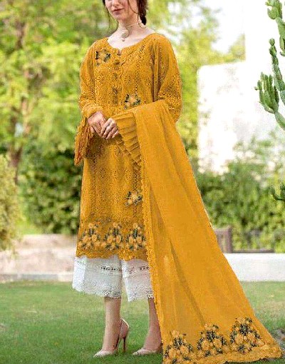 Luxury Schiffli Embroidered Lawn Dress with Embroidered Chiffon Dupatta