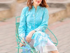 Trendy 2-Piece Heavy Embroidered Lawn Dress 2024 Price in Pakistan