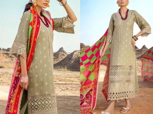 Luxury Embroidered EID Lawn Dress with Digital Print Silk Dupatta