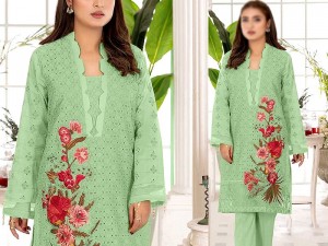 Embroidered Chikankari Lawn Dress 2023 with Printed Chiffon Dupatta Price in Pakistan