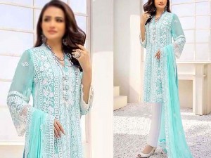 Heavy Embroidered Lawn Suit 2023 with Bamber Chiffon Dupatta Price in Pakistan