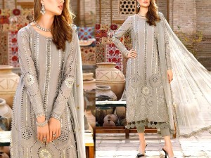 Luxury Schiffli Embroidered EID Lawn Dress with Embroidered Net Dupatta