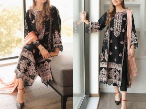 Heavy Embroidered Lawn Suit 2023 with Bamber Chiffon Dupatta Price in Pakistan
