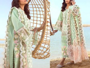 Luxury Schiffli Embroidered Lawn Dress with Heavy Embroidered Organza Dupatta Price in Pakistan