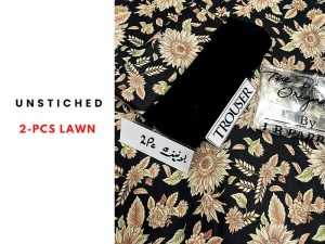 2-Piece Sunflower Print Black Lawn Dress 2024 Price in Pakistan