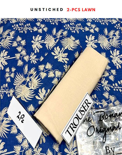 Elegant 2-Piece Printed Blue Lawn Dress 2023 Price in Pakistan