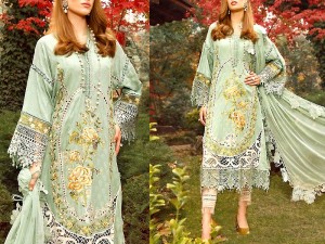 Glamorous Schiffli Embroidered Lawn Dress with Embroidered Chiffon Dupatta Price in Pakistan