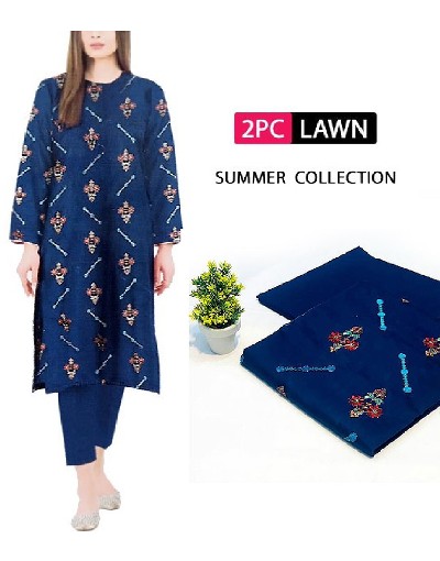 Elegant 2-Piece Embroidered Lawn Dress 2024 Price in Pakistan