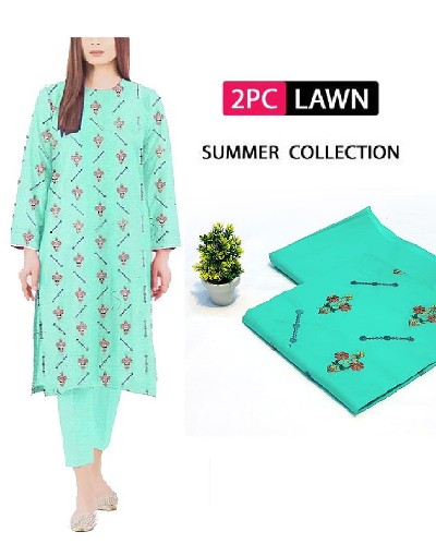 Elegant 2-Piece Embroidered Lawn Suit 2024 Price in Pakistan