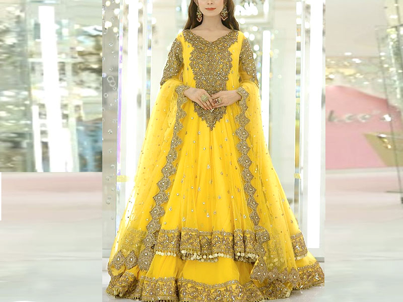 Mirror Work Heavy Dori Embroidered Net Maxi Dress 2023 Price in Pakistan