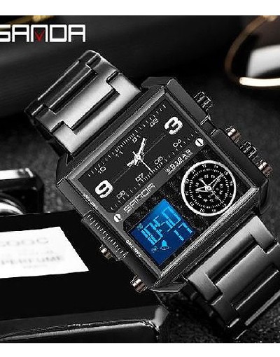 Original Sanda WR3BAR Men's Triple Time Stainless Steel Watch Price in Pakistan