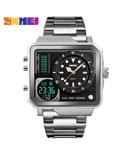 Original SKMEI Sports 1392 Dual Display Dial Stainless Steel Digital Watch WR30M Price in Pakistan