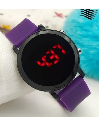 LED Touch Screen Rubber Strap Watch for Kids - Purple Price in Pakistan