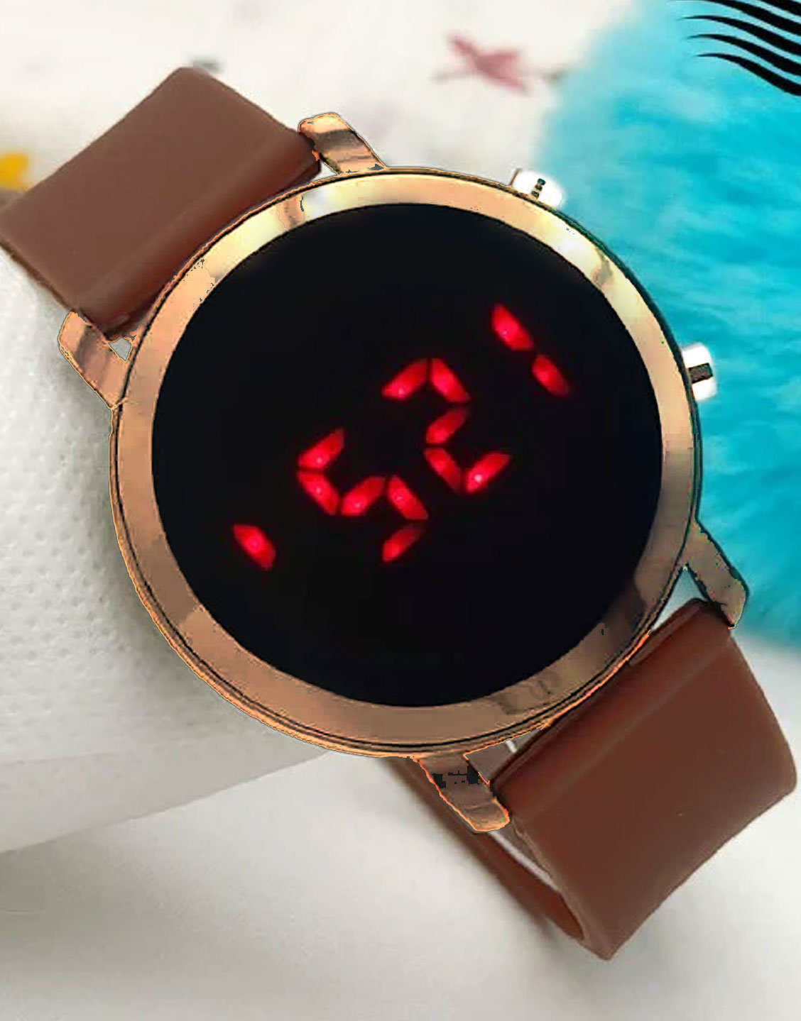 LED Touch Screen Rubber Strap Watch for Kids - Brown Price in Pakistan