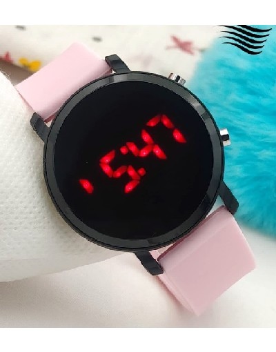 LED Touch Screen Rubber Strap Watch for Kids - Pink Price in Pakistan