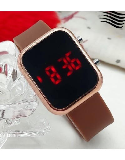LED Touch Screen Rubber Strap Watch for Kids - Brown Price in Pakistan
