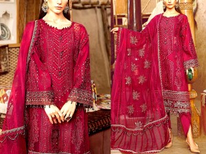 Luxury Heavy Embroidered Lawn Dress with Embroidered Net Dupatta