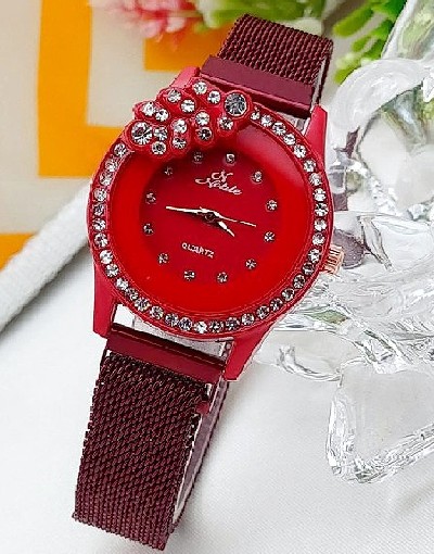 Noble Leaf Magnet Chain Fashion Watch for Ladies - Red Price in Pakistan