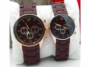 Pack of 2 Stylish Rubber Chain Watch for Couple