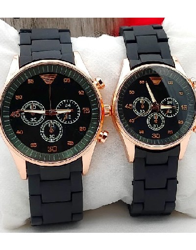 Pack of 2 Stylish Rubber Chain Watch for Couple Price in Pakistan