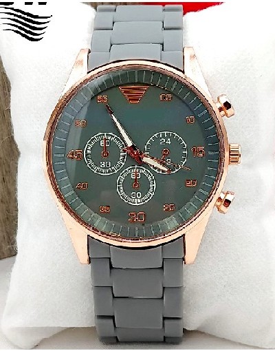 Stylish Rubber Chain Watch for Men - Grey Price in Pakistan