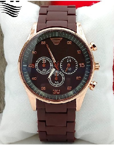 Stylish Rubber Chain Watch for Men - Brown Price in Pakistan