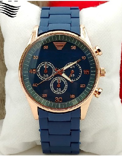 Stylish Rubber Chain Watch for Men - Blue Price in Pakistan