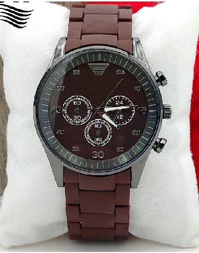 Stylish Rubber Chain Watch for Men - Brown Price in Pakistan