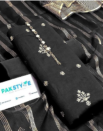 Banarsi Style Embroidered Cotton Lawn Dress with Organza Lining Dupatta Price in Pakistan