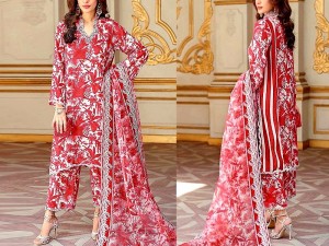 Digital All-Over Print Lawn Dress with Diamond Dupatta