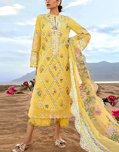 Luxury Schiffli Embroidered Lawn Dress with Embroidered Organza Dupatta Price in Pakistan