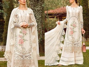 Glamorous  Schiffli Embroidered Lawn Dress with Embroidered Chiffon Dupatta