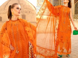 Luxury Heavy Schiffli Embroidered Lawn Dress with Cotton Net Dupatta Price in Pakistan