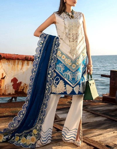 Luxury Heavy Schiffli Embroidered Lawn Dress with Embroidered Organza Dupatta Price in Pakistan