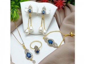 AD Zircon Combo Jewelry Set with Adjustable Bracelet & Ring Price in Pakistan