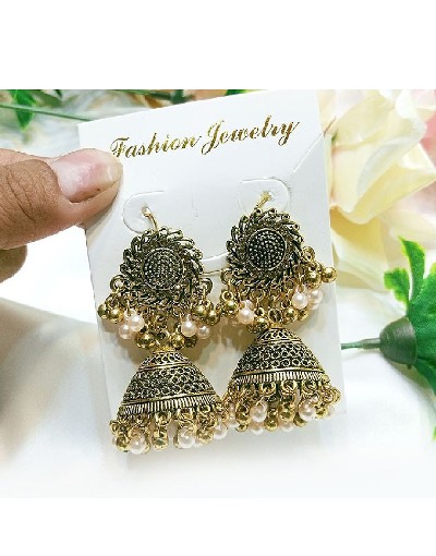 Antique Style Golden Jhumki Earrings for Girls Price in Pakistan