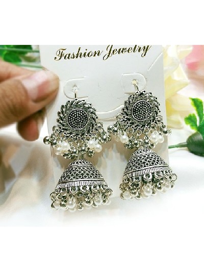 Antique Style Silver Jhumki Earrings for Girls Price in Pakistan