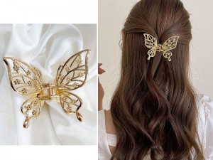 Elegant Butterfly Shaped Hair Clip - Golden Price in Pakistan
